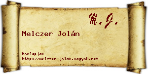 Melczer Jolán névjegykártya
