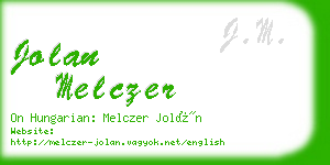 jolan melczer business card